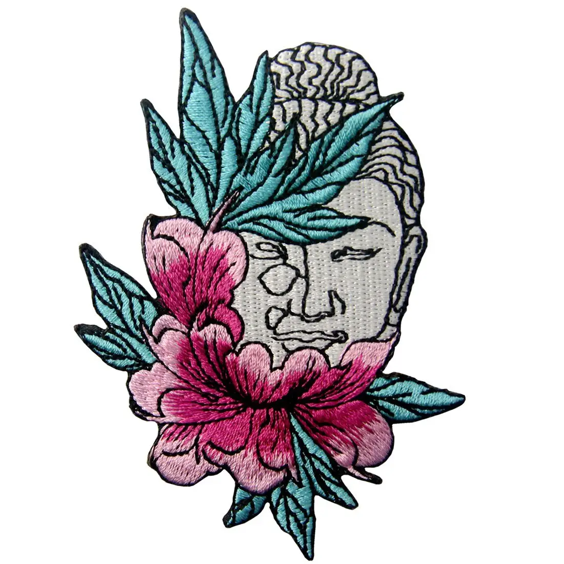 Buddha und Lotus Flower Applique Abzeichen Eisen auf Stickerei gestickt Patch nähen