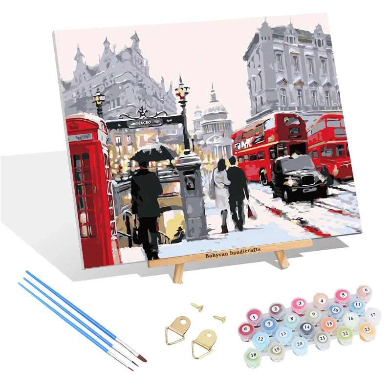 Раскраска по номерам набор Лондонский вид улицы бескаркасные Раскрашенные вручную картины для взрослых раскраски по номерам