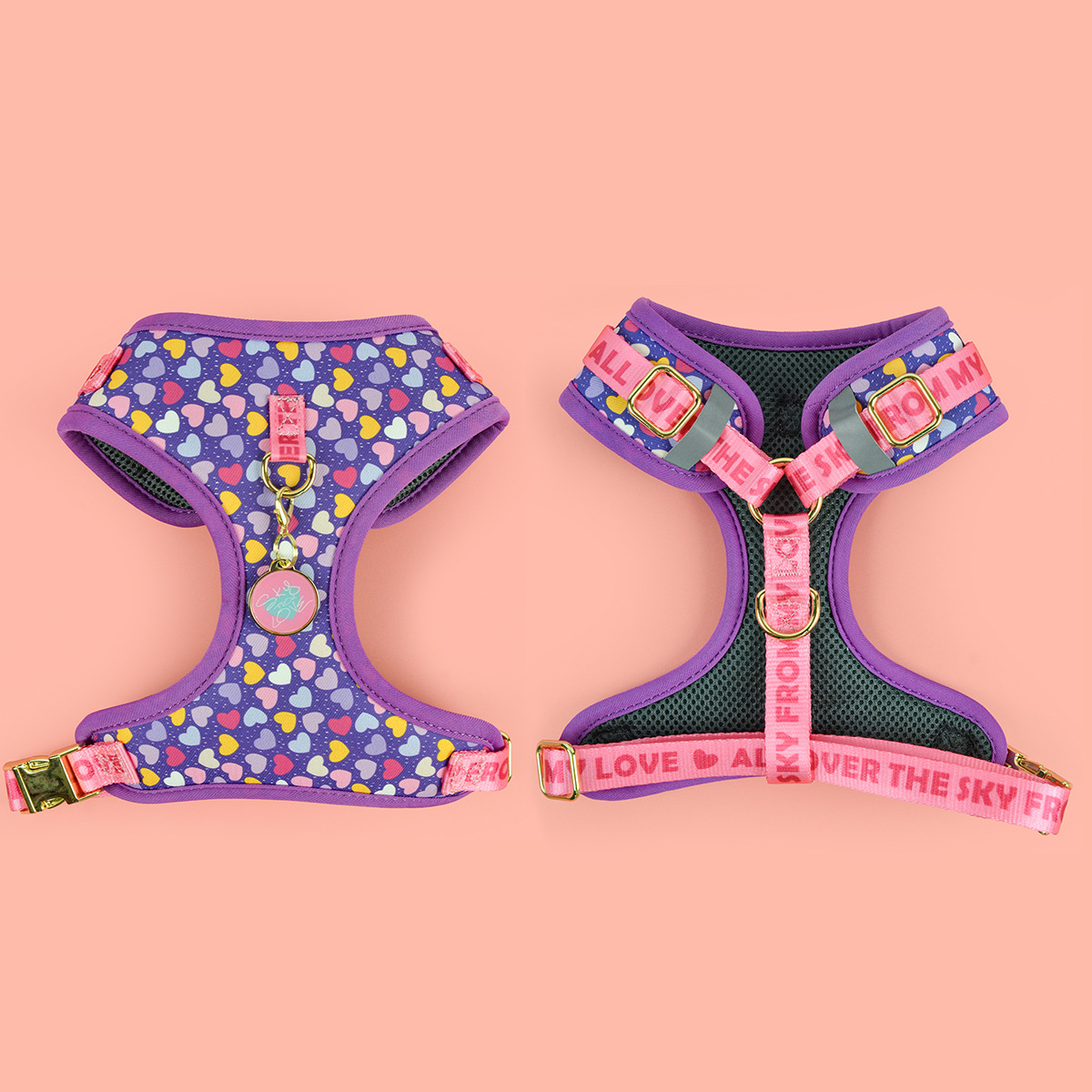 Purple Love Harness+ID TAG