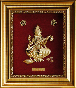 Nhà máy tùy chỉnh cao cấp trang trí bức tranh của Ấn Độ thần vishnu <span class=keywords><strong>krishna</strong></span> và radha24k vàng lá bức tranh - Product Image 3