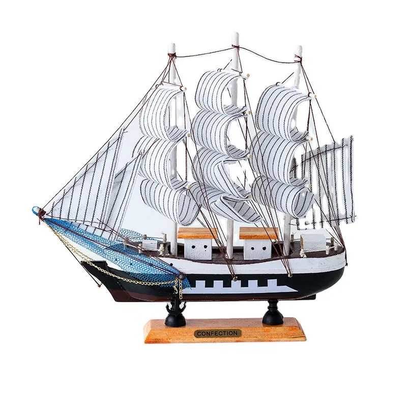 Barca a vela in legno modello di decorazione nautica nave tema oceano in legno pirata modello di nave