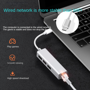 Convertitore hub 3.0 USB tipo-c per porta di rete convertitore 4 in1 tipo c hub con 100M scheda di rete porta rj45 - Product Image 3