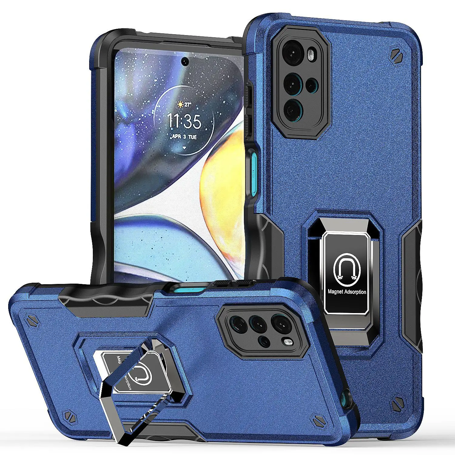 For Motorola G22 G52 Case Shockproof Armor Ring Stand Bumper Phone Back Cover For Moto E20 E30 E40 G31 G41 G51 G71 5G Cases