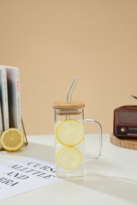 To <strong>Win</strong> Warm Praise From Customers Elegant Glass <strong>Cup</strong> With Bamboo Lid Glass Measuring <strong>Cup</strong> With Handle - Product Image 5