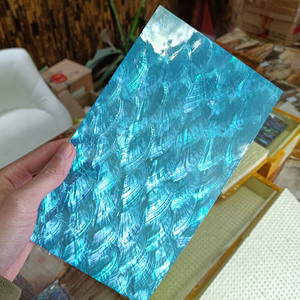Abalone kabuk kaplama boyalı tavuskuşu mavi 5.5x9.5 "içerir 3M yapışkan kaplama uygulama için Abalone kakma