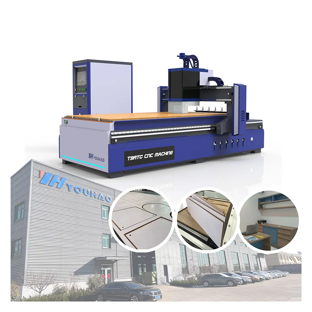 จีนจัดหาเครื่องไม้ CNC Router 4 * 8 ฟุต 1325 ATC CNC ไม้ Router พร้อมเครื่องมือเปลี่ยนอัตโนมัติ