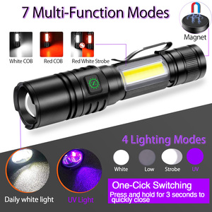 Campione gratuito 7 modalità multifunzione magnete impermeabile zoomabile leggero torcia Cob torcia ricaricabile torcia Uv a Led - Product Image 3