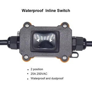 屋外インラインコードスイッチ25A125/250V防水インラインロッカースイッチ、ブラックライト2ポジションDPSTインライン電源スイッチ付き - Product Image 4