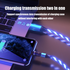 Hot Sale 2m 540 Degree Rotating 3 <strong>in</strong> <strong>1</strong> Fast Charging Cable Light Emitting Flow USB Magnetic Charging Data Cable - Product Image 3
