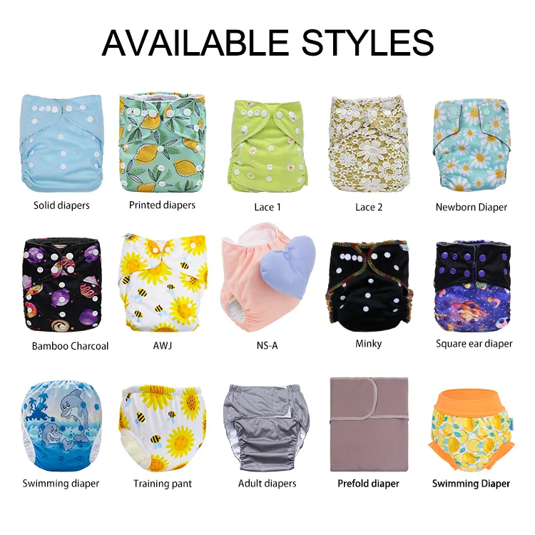 Ananbaby Manufacture Ecological Wholesale baby washable diapers reusable cloth nappies waterproof one size cloth diaper soft