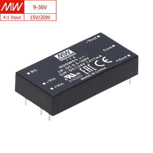 MEAN WELL RDDW20F-15, 90% Eff., 4:1 Wide <strong>Input</strong>, 15V 20W Reliable DC-DC Converter for Industrial Control, Harsh Environments - Product Image 1