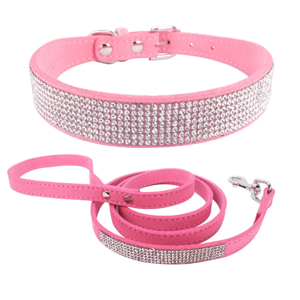 Collare per cani di piccola taglia Crystal hot bling strass pu leather Puppy Cat collari collana Neck Strap personality pet products Collar