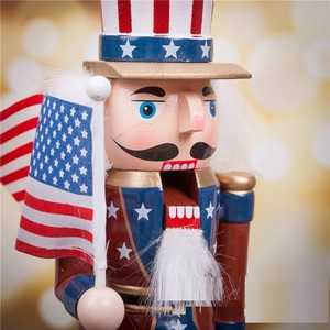 Customized Logo Walnut Nutcracker Hanging Ornaments Wooden <strong>USA</strong> Soldier Figure for Christmas Crafts <strong>Toy</strong> Weapon - Product Image 3