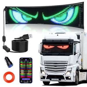 แผงไฟ LED RGB LED DIY ภาพเคลื่อนไหวที่กำหนดเองได้โลโก้โฆษณารถบรรทุกไฟแอปควบคุมการเลื่อนไฟหน้าปีศาจ - Product Image 2