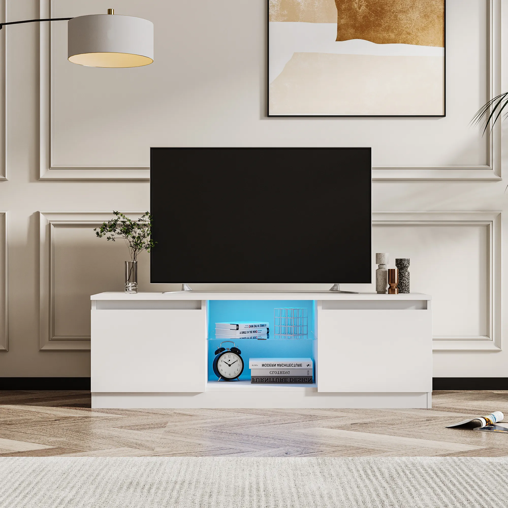 Роскошная деревянная подставка для телевизора, современный дизайн, Fairplace 71, ТВ-шкаф для гостиной или спальни, светодиодная мебель