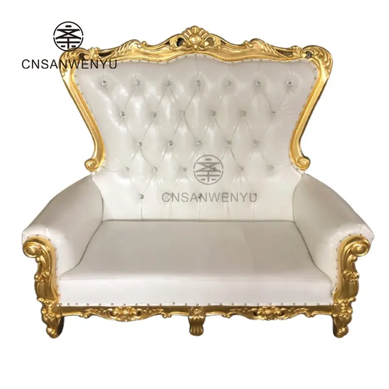 लक्जरी लकड़ी की शादी सजावट फर्नीचर लोवेज़ट सिंहासन कुर्सी 2 सीटें डबल कस्टम रंग चरण सोफा