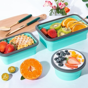 微波硅胶食品储存容器可折叠午餐盒可重复使用定制午餐盒套装 - Product Image 4