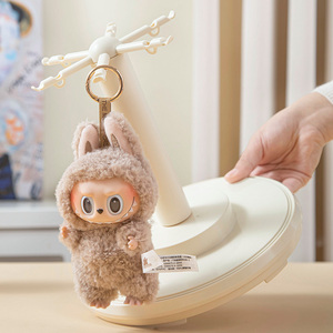 In Stock Pop Plush <strong>Toy</strong> Figures Labubu Hanging <strong>Round</strong> Display <strong>Box</strong> with Hooks Stackable Auto Rotation Transparent Storage <strong>Box</strong> - Product Image 4
