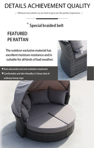 Ngoài Trời Thông Tư Mới <span class=keywords><strong>Sofa</strong></span> Vườn Thoải Mái <span class=keywords><strong>Sofa</strong></span> Daybed Với Tán Patio Nội Thất Bãi Biển <span class=keywords><strong>SunBed</strong></span> Vòng - Product Image 5
