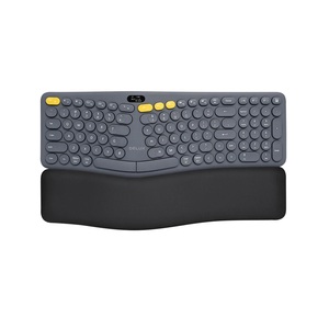 Delux GM903 Teclado ergonómico inalámbrico negro BT + 2,4G Teclado dividido USB Reposamuñecas Escritura natural Compatible con Windows/Mac