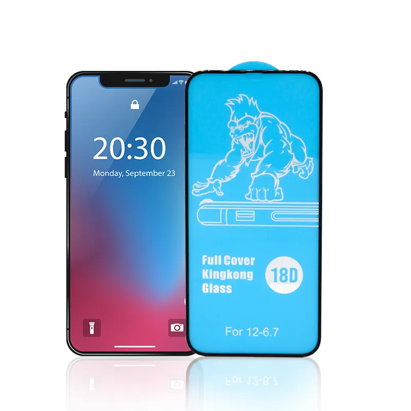 Pelindung layar 18D gorilla glass untuk pelindung layar iphone dengan tepi karet