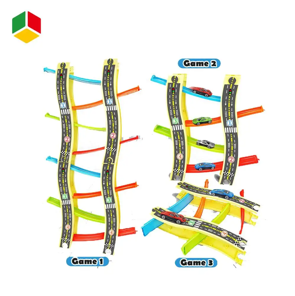 Coches de carreras de Metal con ranura para niños, pistas de coches de ruedas gratis, 4 unidades