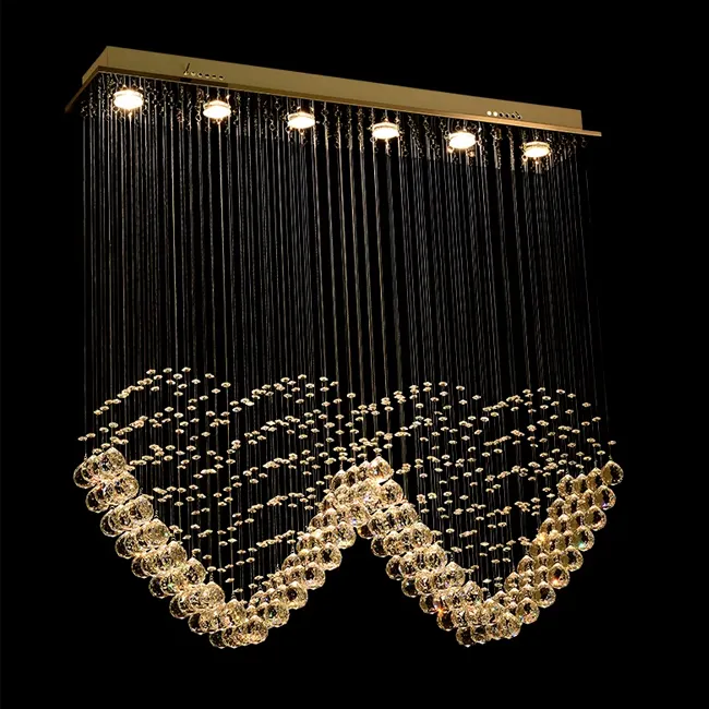 Lâmpada de luzes LED para restaurante K9 Lâmpada de cristal pingente de luxo moderna em forma de coração