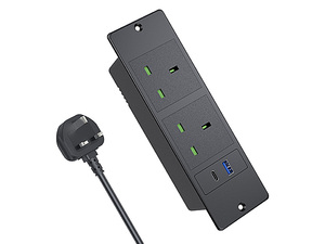 插座厂家批发嵌入式桌面电源线盒USB A + C手机耳机无线充电器电源条