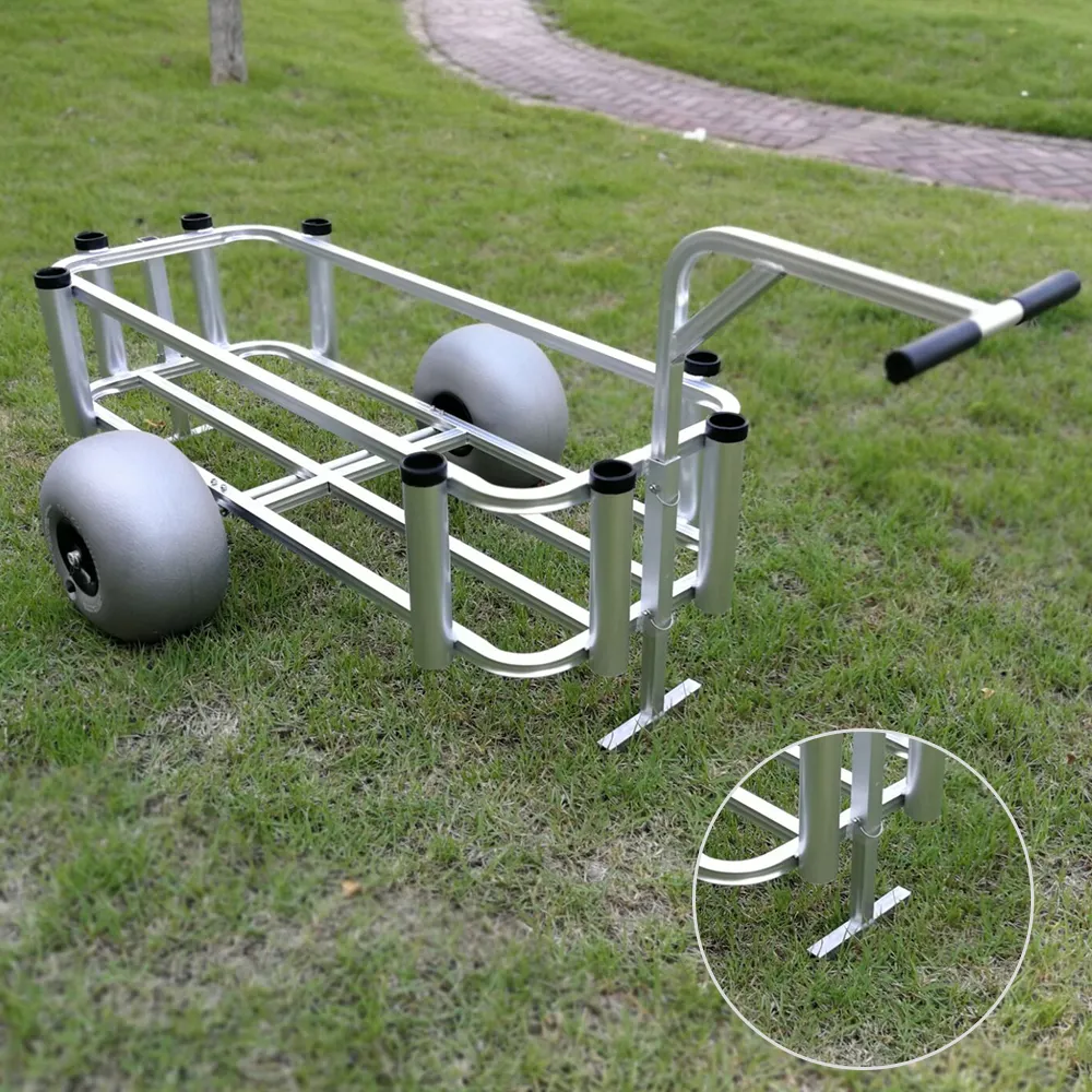 Carrello da spiaggia in alluminio con ruota a palloncino porta asta la fabbrica a un prezzo basso carrelli da pesca all'aperto