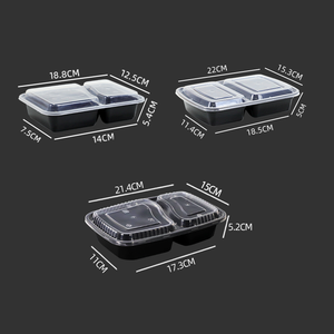 <strong>Rectangular</strong> 2 Compartment 820ml 950ml Good Toughness Student Bento <strong>Different</strong> <strong>Sizes</strong> Plastic Food <strong>Containers</strong> With Lids Disposable - Product Image 3