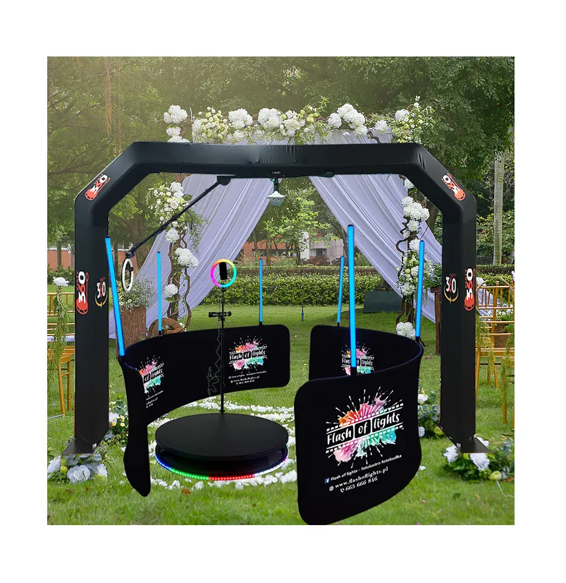 Thời trang mới nhất hàng đầu tự động Spinner Photo Booth 360 Bầu Trời video máy ảnh trên không 360 Photo Booth 4M bao vây Backdrop