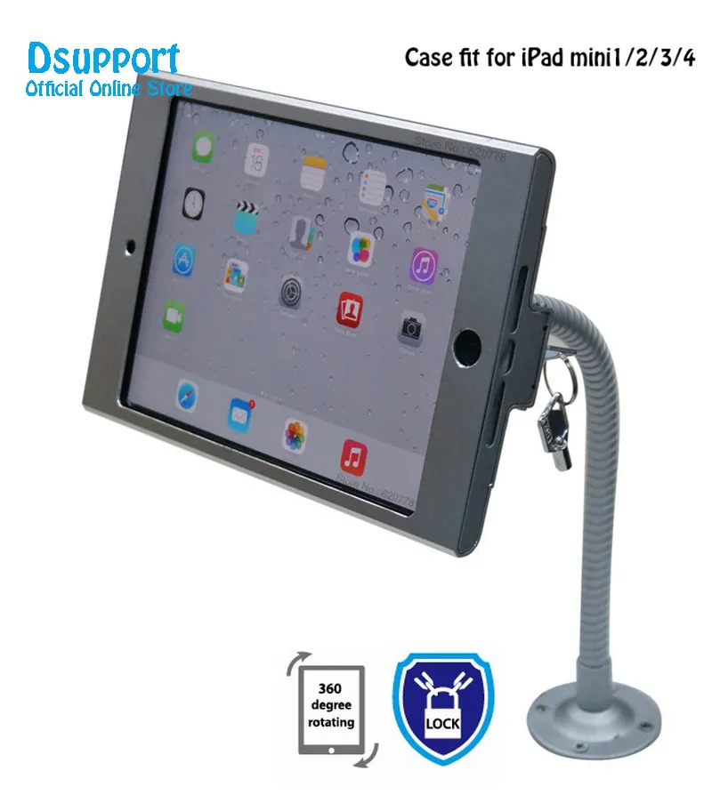 מקרה Fit עבור iPad מיני 12345 Tablet pc תצוגה גמיש מתכווננת קיר הר מחזיק stand אבטחה בטוח נעול מתכת תיבה