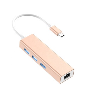 USB-C HUB con RJ45 100 adattatore Gigabit Ethernet Hub multiporta USB 3.0 adattatore di rete Lan da USB C A Ethernet per MacBook Pro/A - Product Image 4