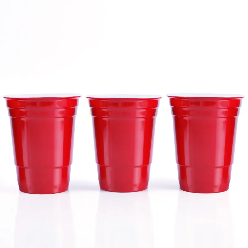Copos de água de melamina vermelha de plástico, copos personalizados de alta qualidade para festa e loja de café, dia 3.85 "x h 4.72" polegadas 16 oz