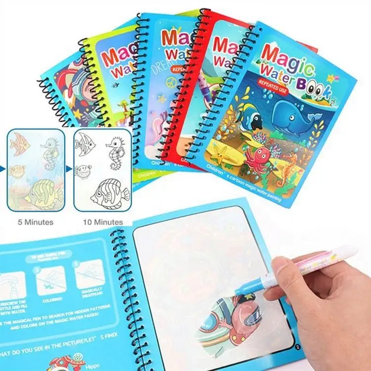 دفتر تلوين للأطفال, كراسة تلوين مائية إبداعية للأطفال ، كراسة تلوين مائية ملونة ، يمكن استخدامها بشكل متكرر