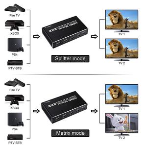 HDMI Matrix 2x2 4K 60Hz 3D HDMI Switch Splitter 2 in 2 out YUV 4:2:0 HDMI 2.0 Matrix Switcher 4K für PS4 Pro Apple TV