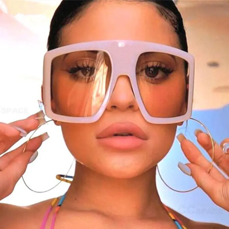 패션 유행 대형 선글라스 새로운 여성 핫 대형 안경 프레임 안경 프랑스 디자인 원피스 렌즈 큰 선글라스
