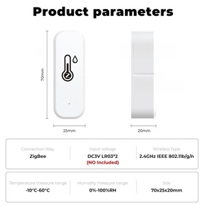Sensor inalámbrico de temperatura y humedad EParthub para monitoreo inteligente y control de comodidad en el hogar - Product Image 3