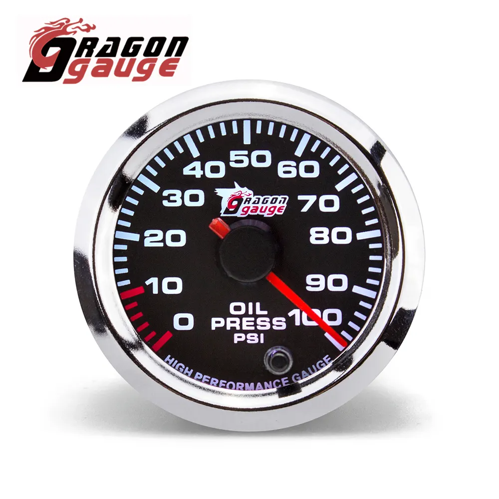 Dragon medidor de pressão elétrica de óleo, medidor de pressão automotivo universal 2 polegadas, 52mm 0 a 100 psi para carro 12v (5046)