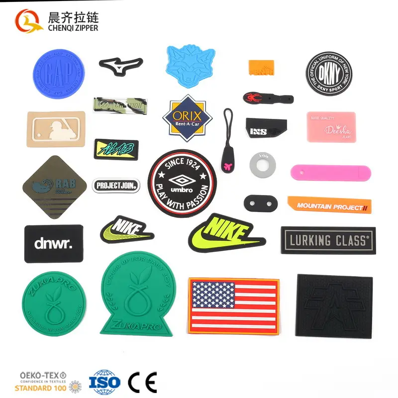 Custom Heat Transfer Logo 3D Embossed TPU PVC Rubber Flock Silicone Iron-on Patch Printing Labels