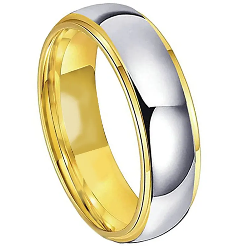 Fashion Jewelry Polished Ring Men's Engagement Rings Gold Tungsten Carbide Natural Wedding for Women 6mm 18k Yellow