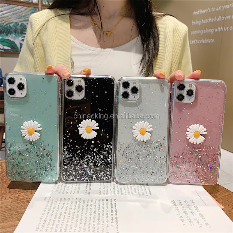 Paillettes Daisy Housse De Téléphone Pour Huawei P20 P30 P40 Pro lite Mate 10 20 30 Pro Nova 2 2plus 2s 3 3i 4 3e 4e 5 5i Pro 6 6se Cas