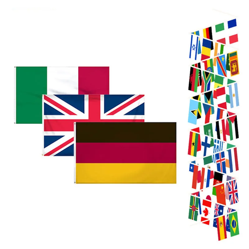 One-Stop-Service Kunden spezifisch bedrucktes Polyester 3x5 FT World National Flag Banner Werbe flaggen aller Länder