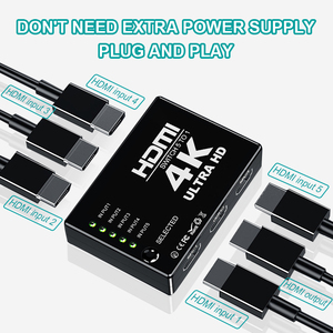 Interruptor inteligente 5 en 1 con 5 puertos HDMI, 5 entradas y 1 salida, Cable HDMI, interruptor de vídeo con Control remoto IR para PS4, Xbox, HDTV