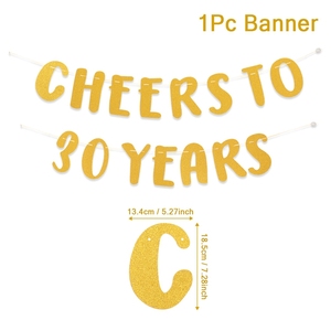 <strong>Cheers</strong> to 30 Years <strong>Gold</strong> Glitter Banner Happy Birthday Paper Banner 30th Anniversary and Birthday Party Decorations - Product Image 2