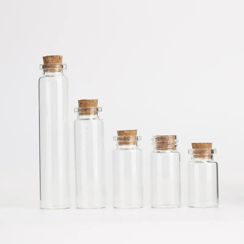 Boş özel Test boru şeklindeki tıp yapışmalı şişe cam flakon Cork ile 5ml