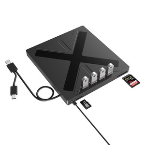 USB3.0型便携式光盘/DVD驱动器外部光盘驱动器兼容Win Mac操作系统，适用于笔记本电脑台式电脑TF，适用于微型SD光盘/DVD Pl - Product Image 1