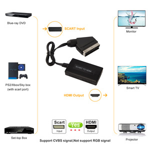 Adaptador Scart a Hdmi 1,3 1080P/720P, convertidor de audio y video con cable de alimentación Micro USB Cable convertidor Scart a Hdmi para VHS VCR