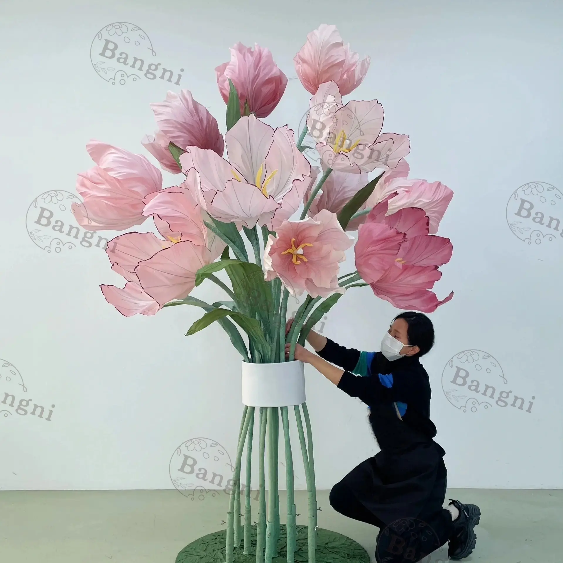 Flores artificiais gigantes flores de tulipas artesanais decorativas para decoração de casamento em vitrine de loja doméstica