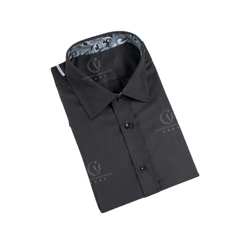 Camisa de hombre vintage informal transpirable lavable negra barata de buena calidad